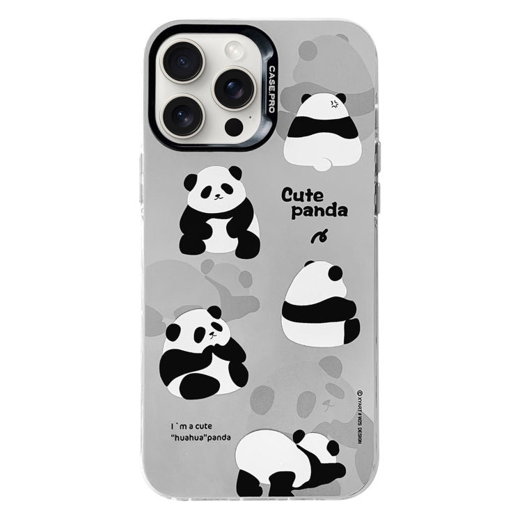 For iPhone 16 Pro Max Electroplated Silver Series PC Protective Phone Case(Grey Panda) by buy2fix