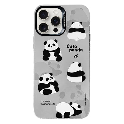 For iPhone 16 Pro Max Electroplated Silver Series PC Protective Phone Case(Grey Panda) by buy2fix