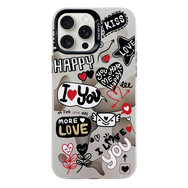 For iPhone 16 Pro Electroplated Silver Series PC Protective Phone Case(Love Writing) by buy2fix