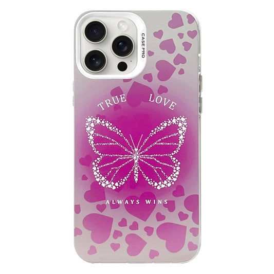 For iPhone 16 Pro Electroplated Silver Series PC Protective Phone Case(Pink Butterfly) by buy2fix