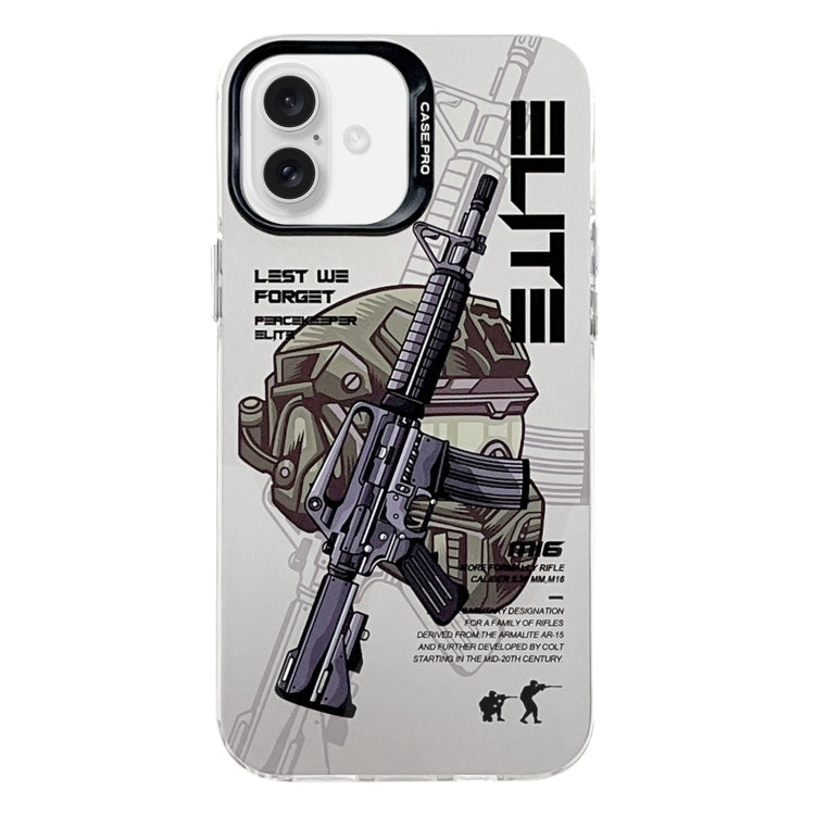 For iPhone 16 Plus Electroplated Silver Series PC Protective Phone Case(Peaceful Warrior A) by buy2fix