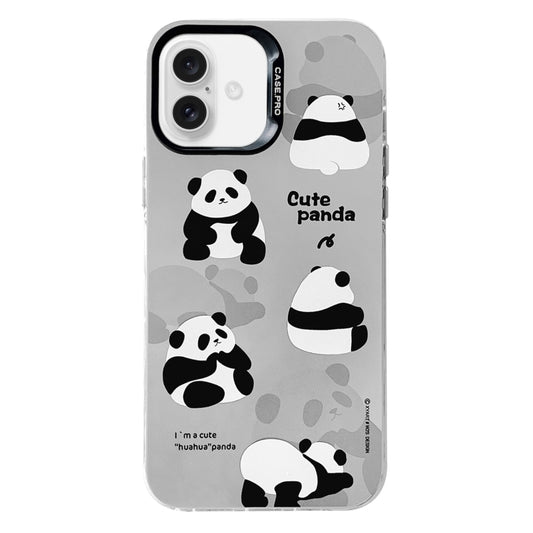 For iPhone 16 Plus Electroplated Silver Series PC Protective Phone Case(Grey Panda) by buy2fix