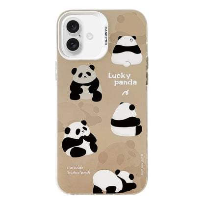 For iPhone 16 Plus Electroplated Silver Series PC Protective Phone Case(Brown Panda) by buy2fix