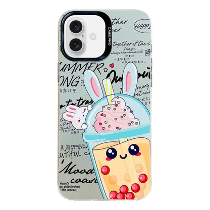 For iPhone 16 Plus Electroplated Silver Series PC Protective Phone Case(Yellow Milk Tea) by buy2fix