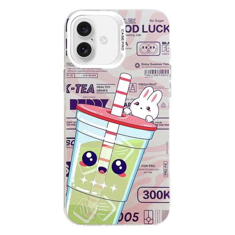 For iPhone 16 Plus Electroplated Silver Series PC Protective Phone Case(Green Milk Tea) by buy2fix