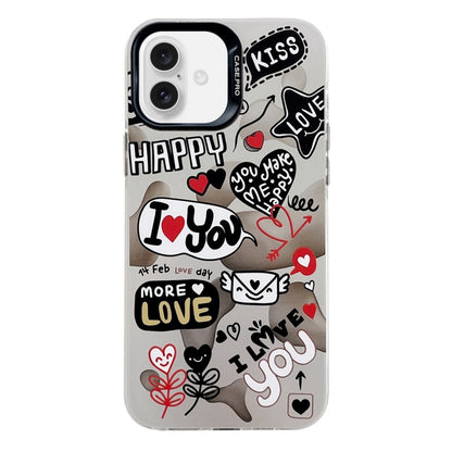 For iPhone 16 Electroplated Silver Series PC Protective Phone Case(Love Writing) by buy2fix