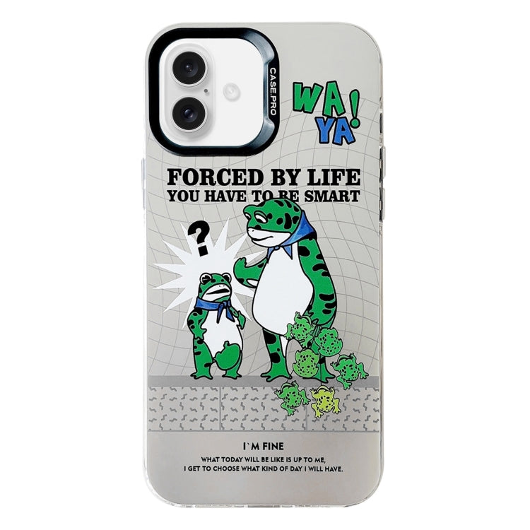 For iPhone 16 Electroplated Silver Series PC Protective Phone Case(Frog) by buy2fix