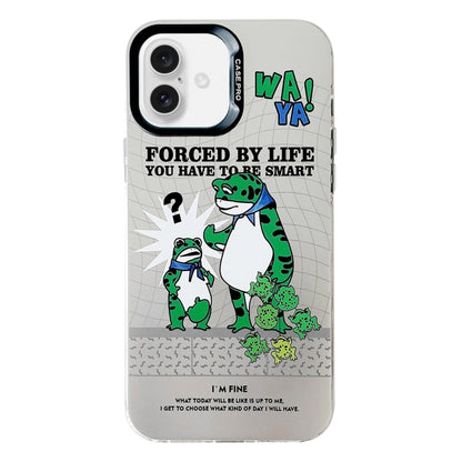 For iPhone 16 Electroplated Silver Series PC Protective Phone Case(Frog) by buy2fix