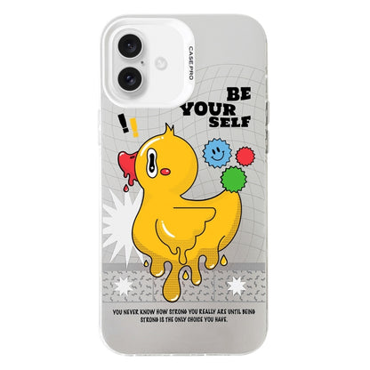 For iPhone 16 Electroplated Silver Series PC Protective Phone Case(Duck) by buy2fix