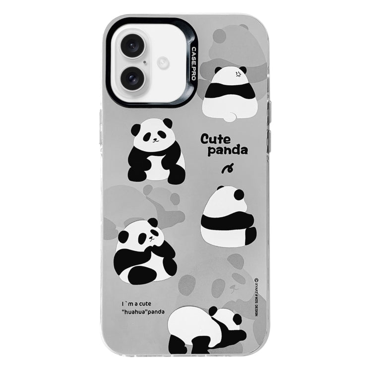 For iPhone 16 Electroplated Silver Series PC Protective Phone Case(Grey Panda) by buy2fix
