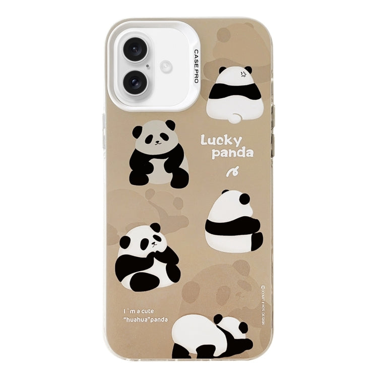 For iPhone 16 Electroplated Silver Series PC Protective Phone Case(Brown Panda) by buy2fix