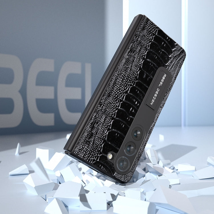 For Samsung Galaxy Z Fold5 Integrated  Genuine Leather Weilai Series Phone Case with Holder(Black) - Galaxy Z Fold5 Cases by buy2fix | Online Shopping UK | buy2fix