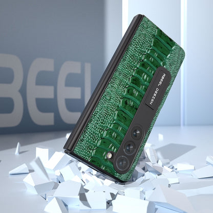 For Samsung Galaxy Z Fold5 Integrated  Genuine Leather Weilai Series Phone Case with Holder(Green) - Galaxy Z Fold5 Cases by buy2fix | Online Shopping UK | buy2fix