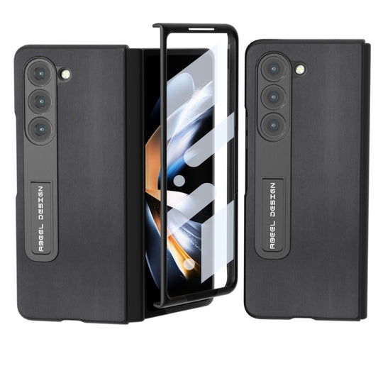 For Samsung Galaxy Z Fold5 Integrated Genuine Leather Xiaoya Series Phone Case with Holder(Black) - Galaxy Z Fold5 Cases by buy2fix | Online Shopping UK | buy2fix