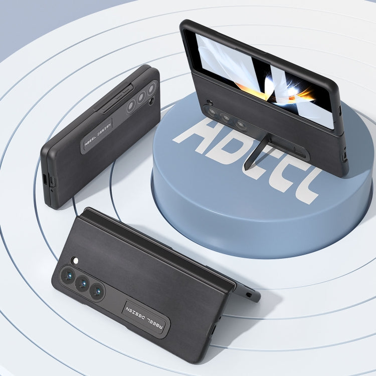 For Samsung Galaxy Z Fold5 Integrated Genuine Leather Xiaoya Series Phone Case with Holder(Black) - Galaxy Z Fold5 Cases by buy2fix | Online Shopping UK | buy2fix