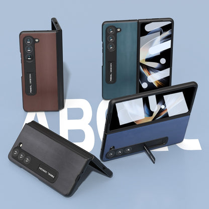 For Samsung Galaxy Z Fold5 Integrated Genuine Leather Xiaoya Series Phone Case with Holder(Blue) - Galaxy Z Fold5 Cases by buy2fix | Online Shopping UK | buy2fix