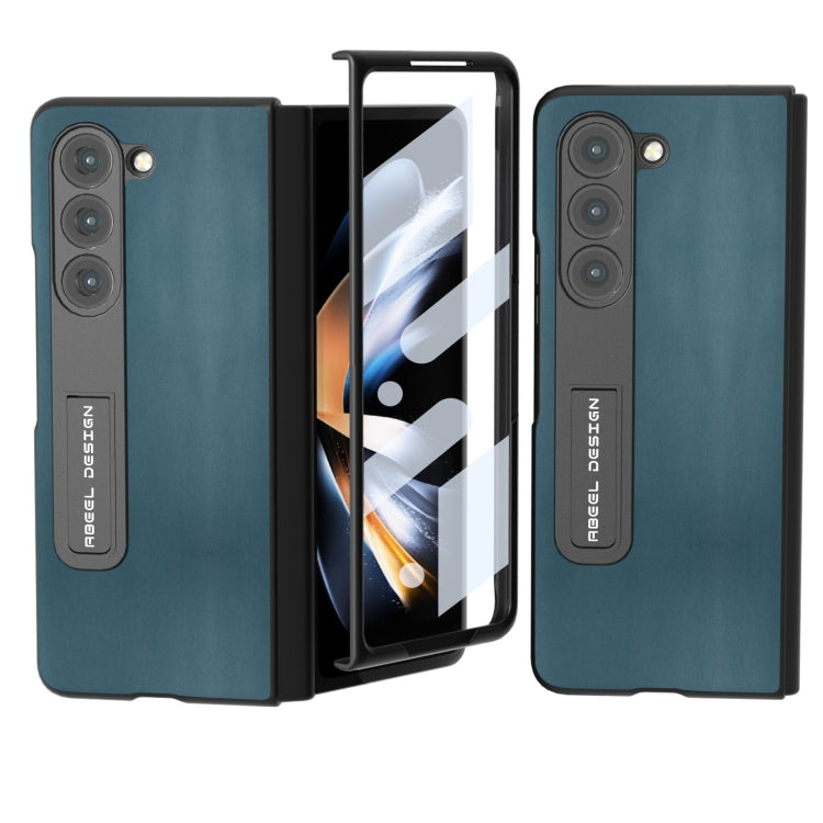 For Samsung Galaxy Z Fold5 Integrated Genuine Leather Xiaoya Series Phone Case with Holder(Dark Green) - Galaxy Z Fold5 Cases by buy2fix | Online Shopping UK | buy2fix