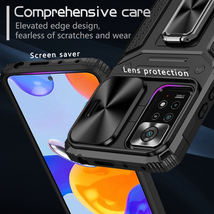 For Redmi Note 11 Pro 4G / 5G Global Camshield Robot TPU Hybrid PC Phone Case(Black) - Xiaomi Cases by buy2fix | Online Shopping UK | buy2fix