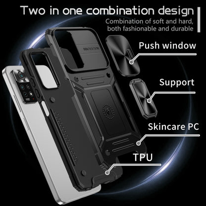 For Redmi Note 11 Pro 4G / 5G Global Camshield Robot TPU Hybrid PC Phone Case(Black) - Xiaomi Cases by buy2fix | Online Shopping UK | buy2fix