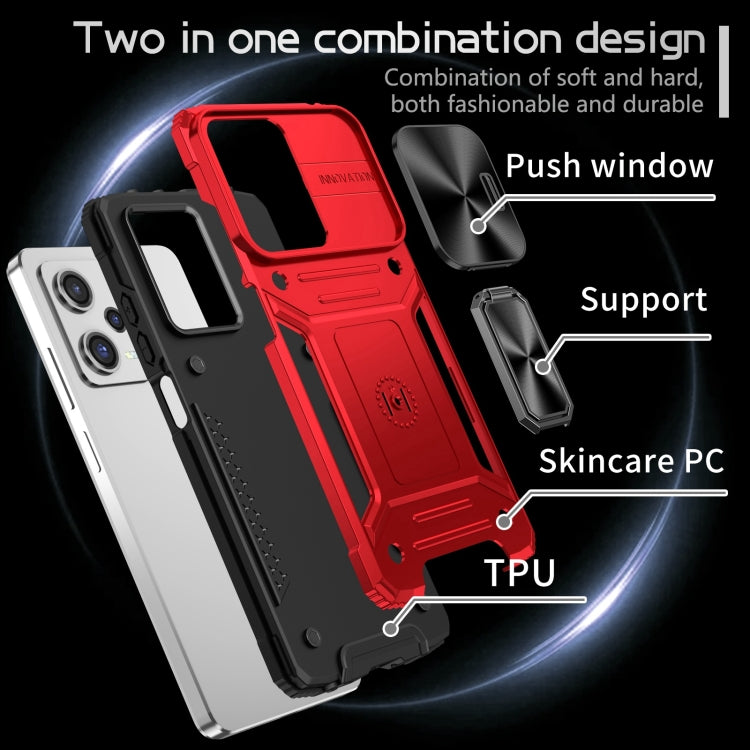 For Redmi Note 12 Pro Global Camshield Robot TPU Hybrid PC Phone Case(Red) - Xiaomi Cases by buy2fix | Online Shopping UK | buy2fix