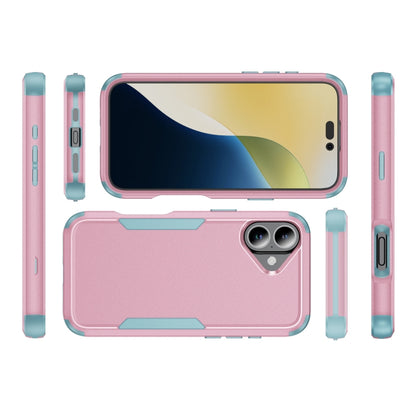 For iPhone 16 Plus Commuter Shockproof TPU + PC Phone Case(Pink+Grey Green) - iPhone 16 Plus Cases by buy2fix | Online Shopping UK | buy2fix