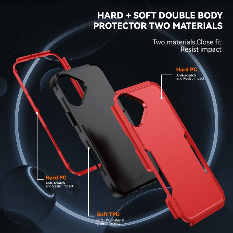 For iPhone 16 Plus Commuter Shockproof TPU + PC Phone Case(Red+Black) - iPhone 16 Plus Cases by buy2fix | Online Shopping UK | buy2fix