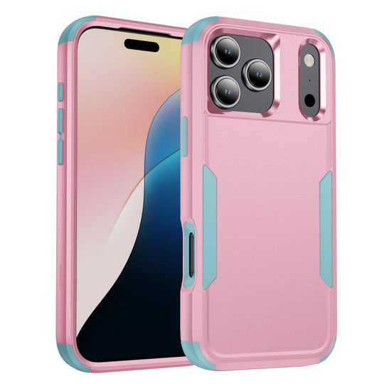 For iPhone 18 Pro / 17 Pro Commuter Shockproof TPU + PC Phone Case(Pink+Grey Green)