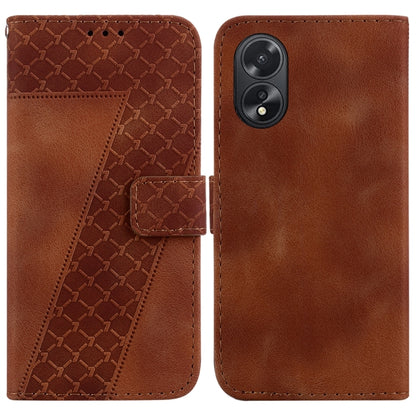 For OPPO A38 4G / A18 7-shaped Embossed Leather Phone Case(Brown) - A38 Cases by buy2fix | Online Shopping UK | buy2fix