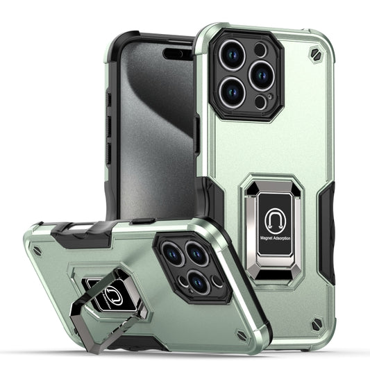 For iPhone 16 Pro Ring Holder Non-slip Shockproof Armor Phone Case(Green) - iPhone 16 Pro Cases by buy2fix | Online Shopping UK | buy2fix