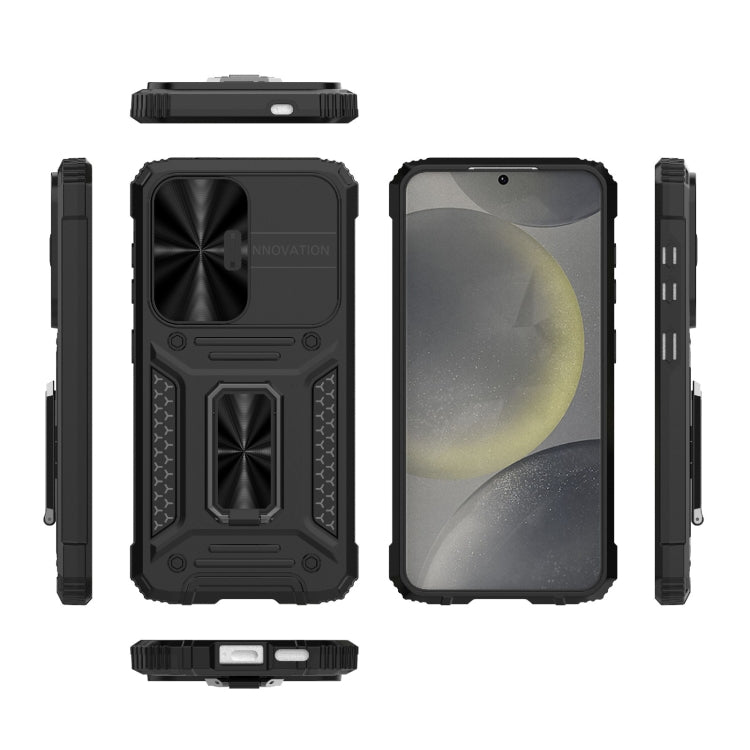 For Samsung Galaxy S24 5G Camshield Robot TPU Hybrid PC Phone Case(Black) by buy2fix
