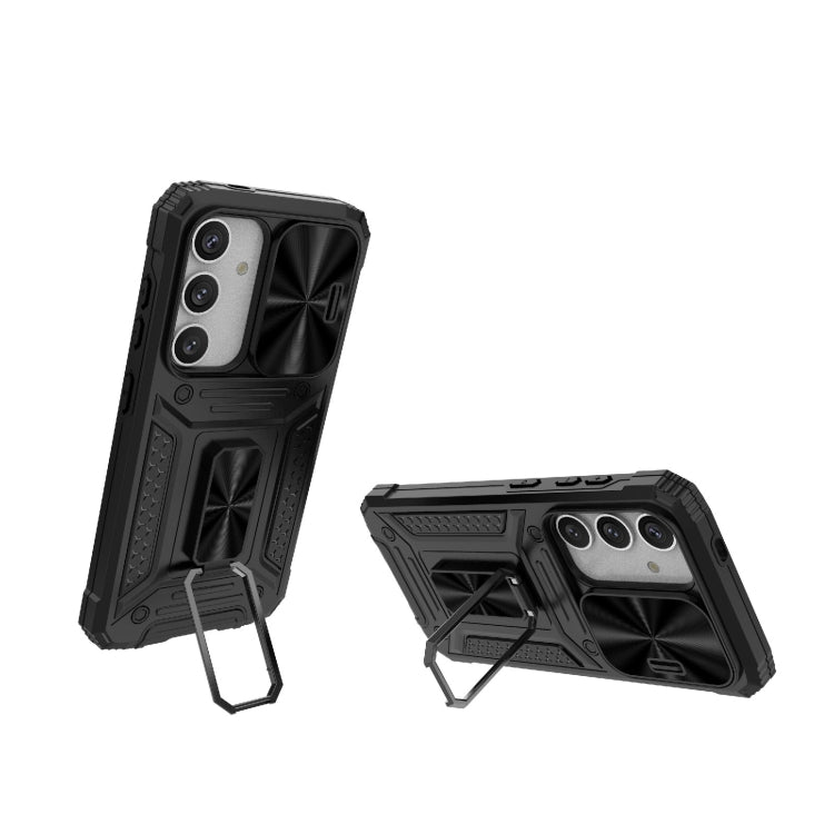 For Samsung Galaxy S24 5G Camshield Robot TPU Hybrid PC Phone Case(Black) by buy2fix