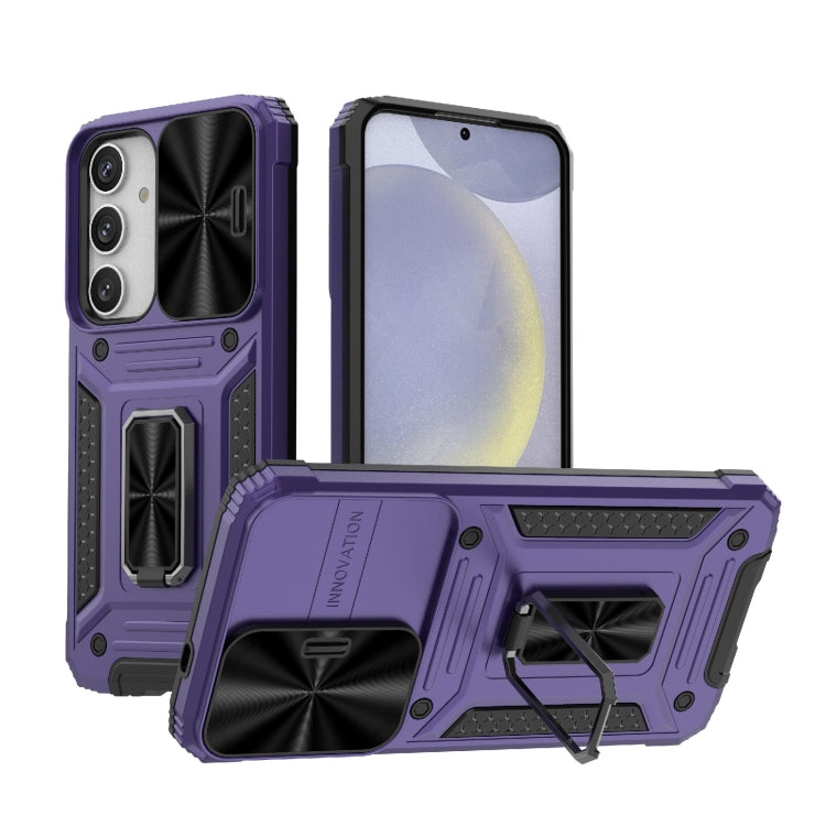 For Samsung Galaxy S24+ 5G Camshield Robot TPU Hybrid PC Phone Case(Purple) by buy2fix