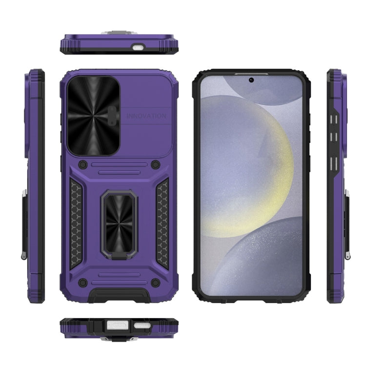For Samsung Galaxy S24+ 5G Camshield Robot TPU Hybrid PC Phone Case(Purple) by buy2fix