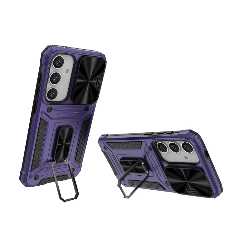 For Samsung Galaxy S24+ 5G Camshield Robot TPU Hybrid PC Phone Case(Purple) by buy2fix