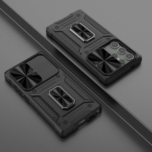 For Samsung Galaxy S24 Ultra 5G Camshield Robot TPU Hybrid PC Phone Case(Black) by buy2fix