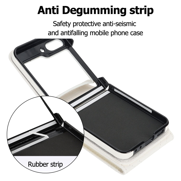For Samsung Galaxy Z Flip5 V-shaped RFID Card Slot Phone Case with Ring Holder(White) - Galaxy Z Flip5 Cases by buy2fix | Online Shopping UK | buy2fix