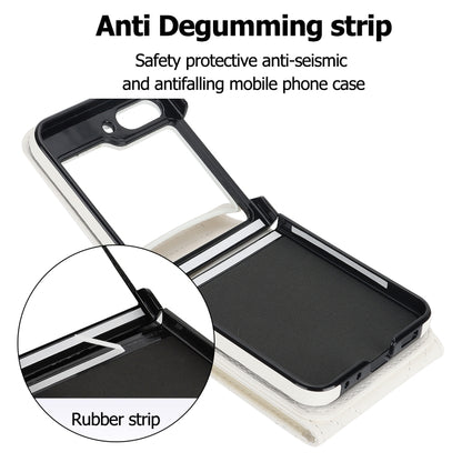 For Samsung Galaxy Z Flip5 V-shaped RFID Card Slot Phone Case with Ring Holder(White) - Galaxy Z Flip5 Cases by buy2fix | Online Shopping UK | buy2fix