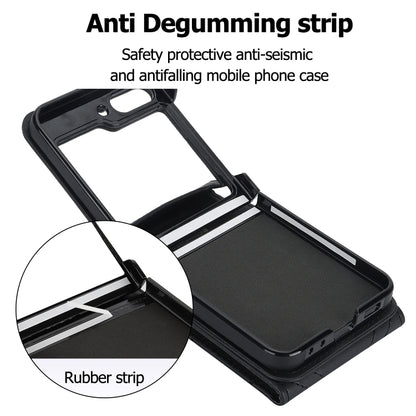 For Samsung Galaxy Z Flip5 V-shaped RFID Card Slot Phone Case with Ring Holder(Black) - Galaxy Z Flip5 Cases by buy2fix | Online Shopping UK | buy2fix