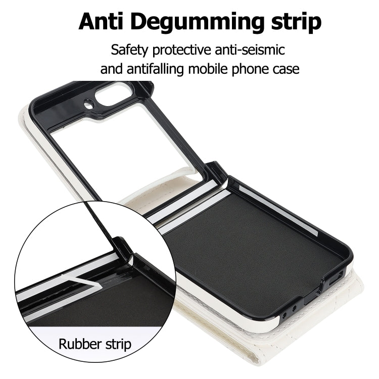 For Samsung Galaxy Z Flip6 V-shaped RFID Card Slot Phone Case with Ring Holder(White) - Galaxy Z Flip6 5G Cases by buy2fix | Online Shopping UK | buy2fix