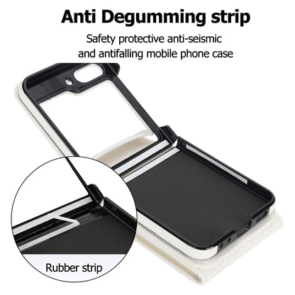 For Samsung Galaxy Z Flip6 V-shaped RFID Card Slot Phone Case with Ring Holder(White) - Galaxy Z Flip6 5G Cases by buy2fix | Online Shopping UK | buy2fix