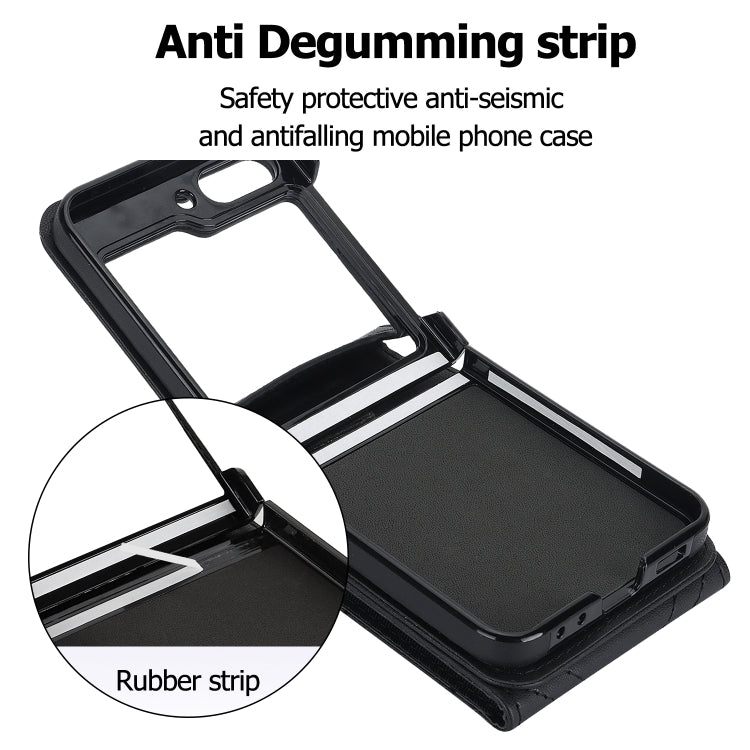 For Samsung Galaxy Z Flip6 V-shaped RFID Card Slot Phone Case with Ring Holder(Black) - Galaxy Z Flip6 5G Cases by buy2fix | Online Shopping UK | buy2fix