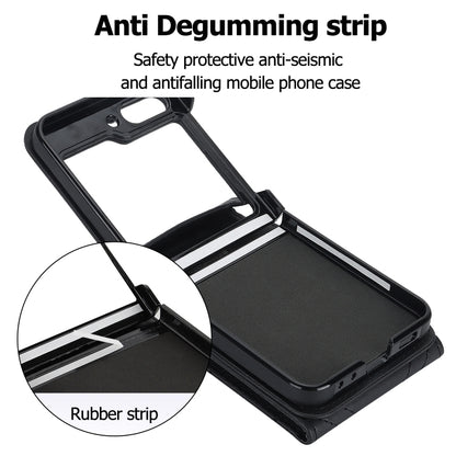 For Samsung Galaxy Z Flip6 V-shaped RFID Card Slot Phone Case with Ring Holder(Black) - Galaxy Z Flip6 5G Cases by buy2fix | Online Shopping UK | buy2fix