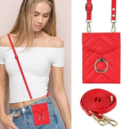 For Samsung Galaxy Z Flip6 V-shaped RFID Card Slot Phone Case with Ring Holder(Red) - Galaxy Z Flip6 5G Cases by buy2fix | Online Shopping UK | buy2fix