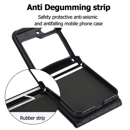 For Samsung Galaxy Z Flip5 Diamond Lattice RFID Card Slot Phone Case with Ring Holder(Black) - Galaxy Z Flip5 Cases by buy2fix | Online Shopping UK | buy2fix