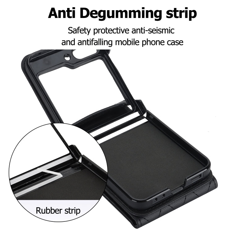 For Samsung Galaxy Z Flip6 Diamond Lattice RFID Card Slot Phone Case with Ring Holder(Black) - Galaxy Z Flip6 5G Cases by buy2fix | Online Shopping UK | buy2fix