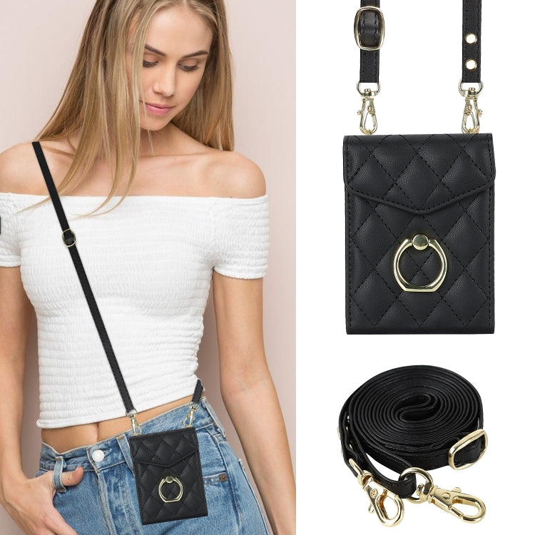 For Samsung Galaxy Z Flip6 Diamond Lattice RFID Card Slot Phone Case with Ring Holder(Black) - Galaxy Z Flip6 5G Cases by buy2fix | Online Shopping UK | buy2fix