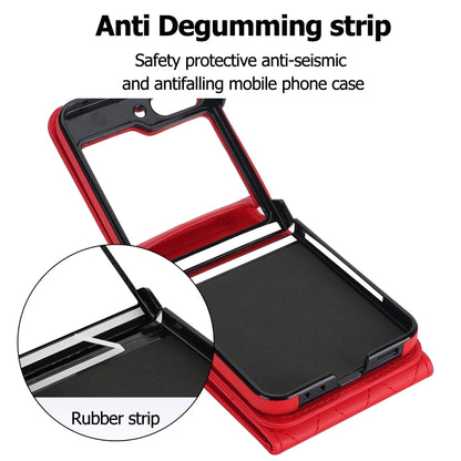 For Samsung Galaxy Z Flip6 / Flip7 FE Diamond Lattice RFID Card Slot Phone Case with Ring Holder(Red) - Galaxy Z Flip6 5G Cases by buy2fix | Online Shopping UK | buy2fix