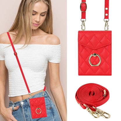 For Samsung Galaxy Z Flip6 / Flip7 FE Diamond Lattice RFID Card Slot Phone Case with Ring Holder(Red) - Galaxy Z Flip6 5G Cases by buy2fix | Online Shopping UK | buy2fix