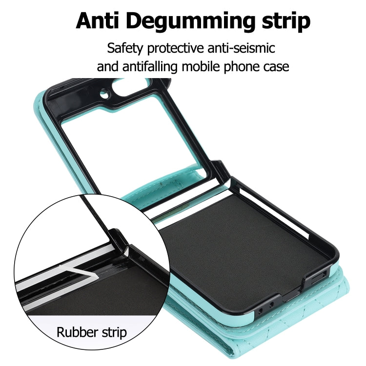 For Samsung Galaxy Z Flip6 / Flip7 FE Diamond Lattice RFID Card Slot Phone Case with Ring Holder(Green) - Galaxy Z Flip6 5G Cases by buy2fix | Online Shopping UK | buy2fix