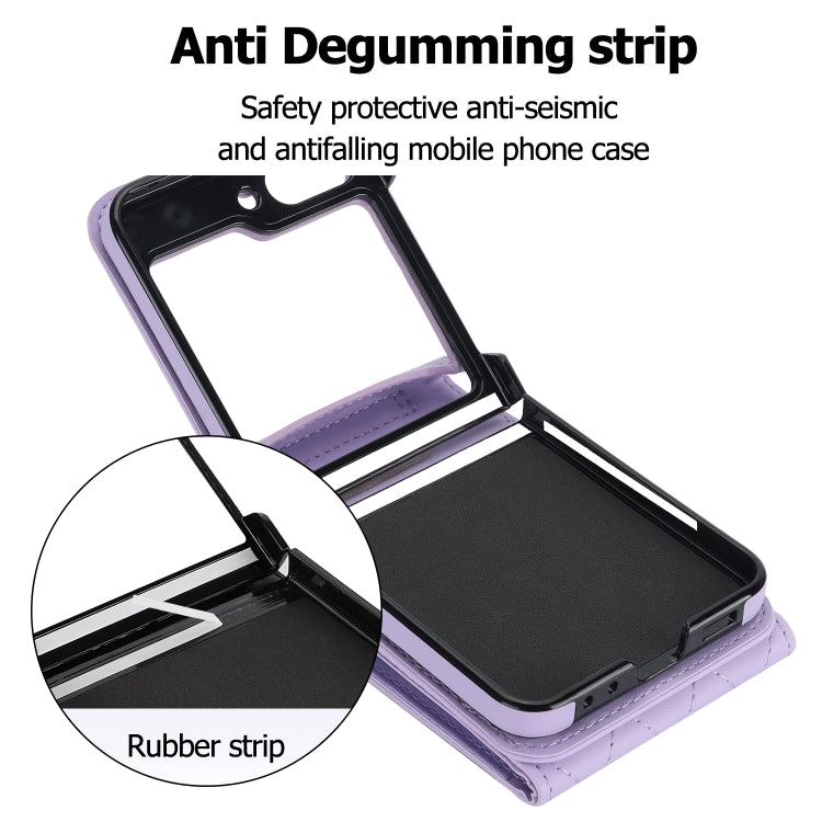 For Samsung Galaxy Z Flip6 / Flip7 FE Diamond Lattice RFID Card Slot Phone Case with Ring Holder(Purple) - Galaxy Z Flip6 5G Cases by buy2fix | Online Shopping UK | buy2fix